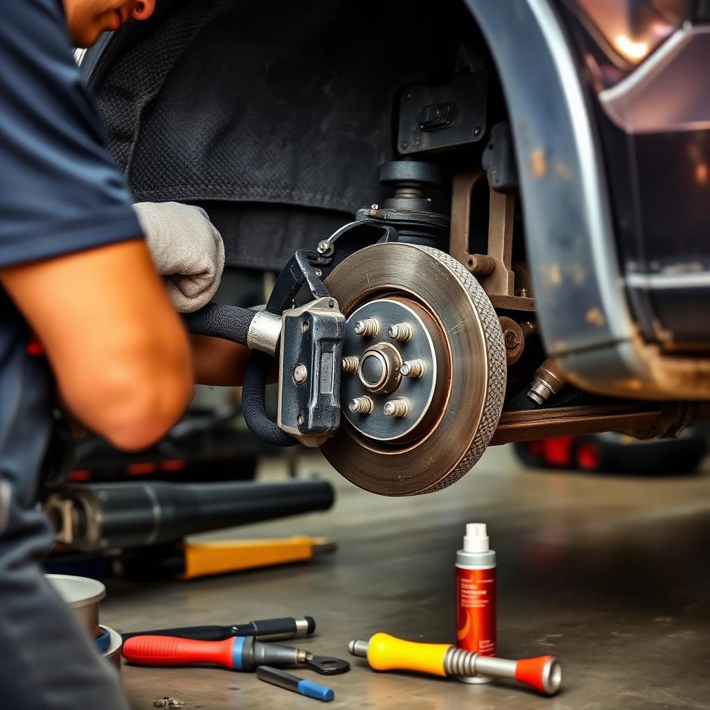 Brake service on a pickup truck