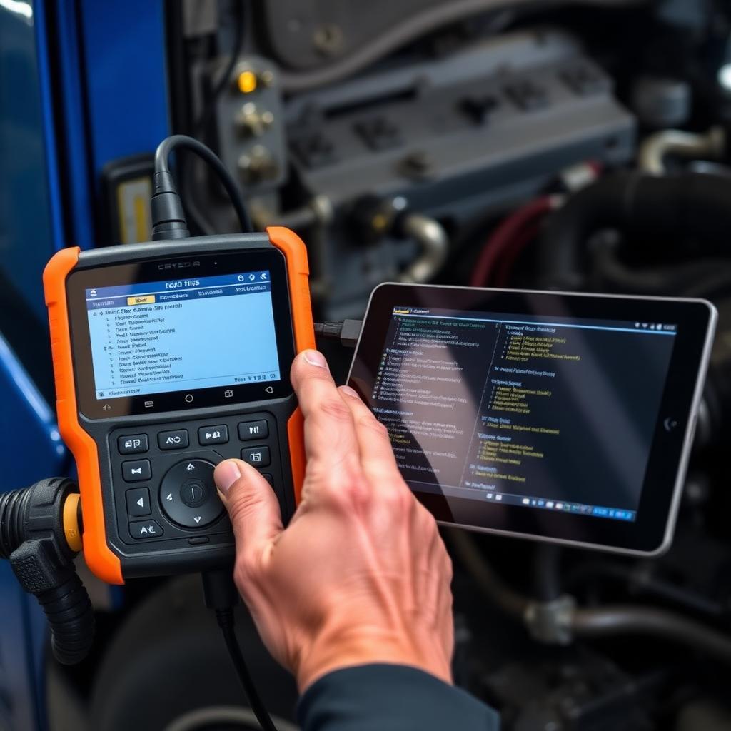 Diagnostic scan tool reading engine codes